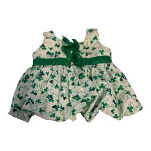 Build a Bear Irish Clover Green and White Dress St Patrick's Day Rhinestones